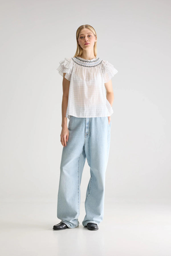 BELLEROSE CATHY CHECKED BLOUSE