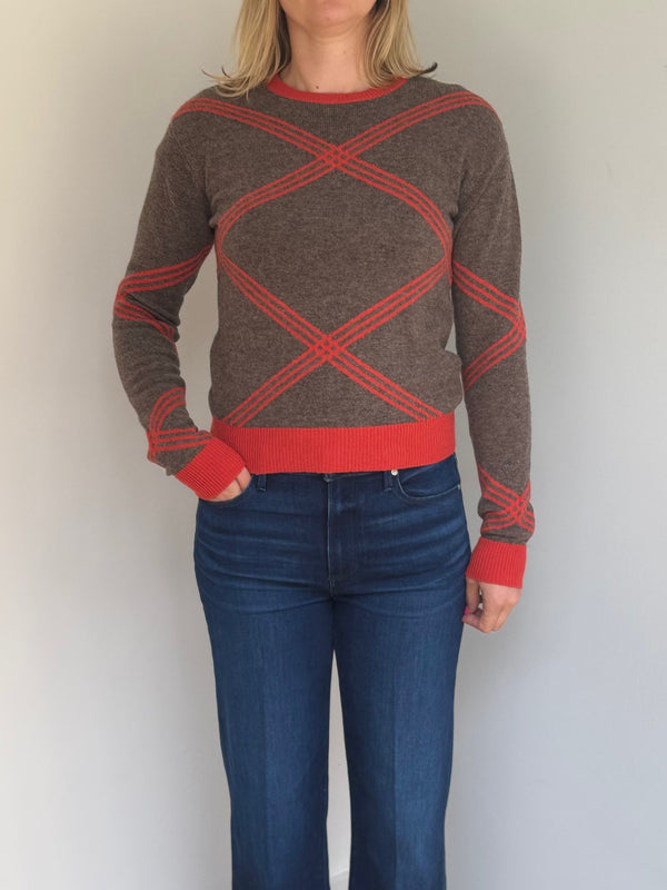 CASHCA TRI-BAR SHRUNKEN CREW NECK