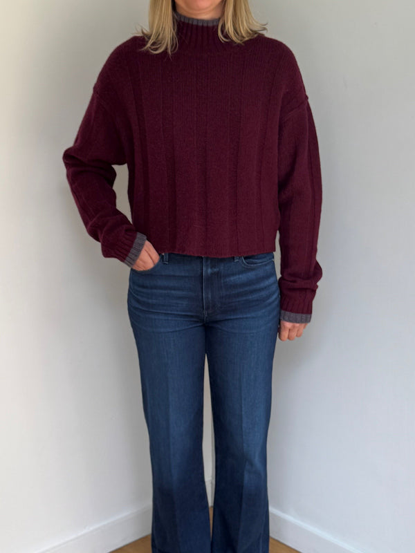 CASHCA WIDE RIB TIPPED HIGH NECK JUMPER