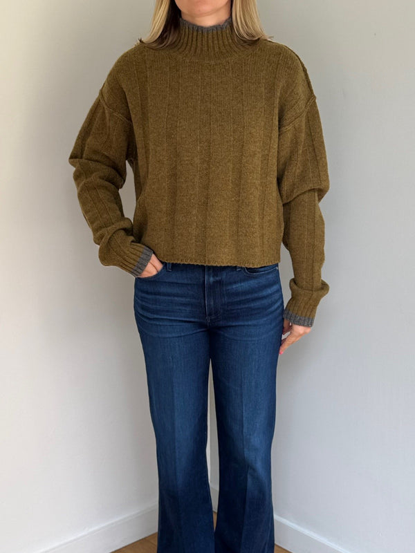 CASHCA WIDE RIB TIPPED HIGH NECK JUMPER