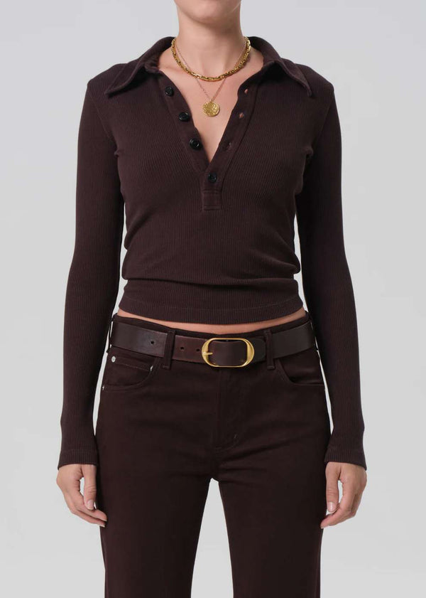 CITIZENS OF HUMANITY LONG SLEEVE 60'S POLO TOP