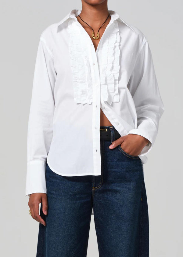 CITIZENS OF HUMANITY RUFFLE TUXEDO SHIRT