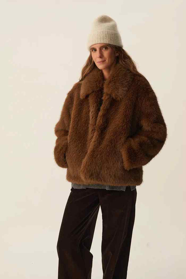 DES PETITS HAUTS YBOU FAUX FUR JACKET