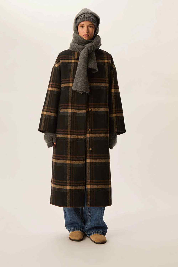 DES PETITS HAUTS YSIDORE CHECK LONGLINE COAT