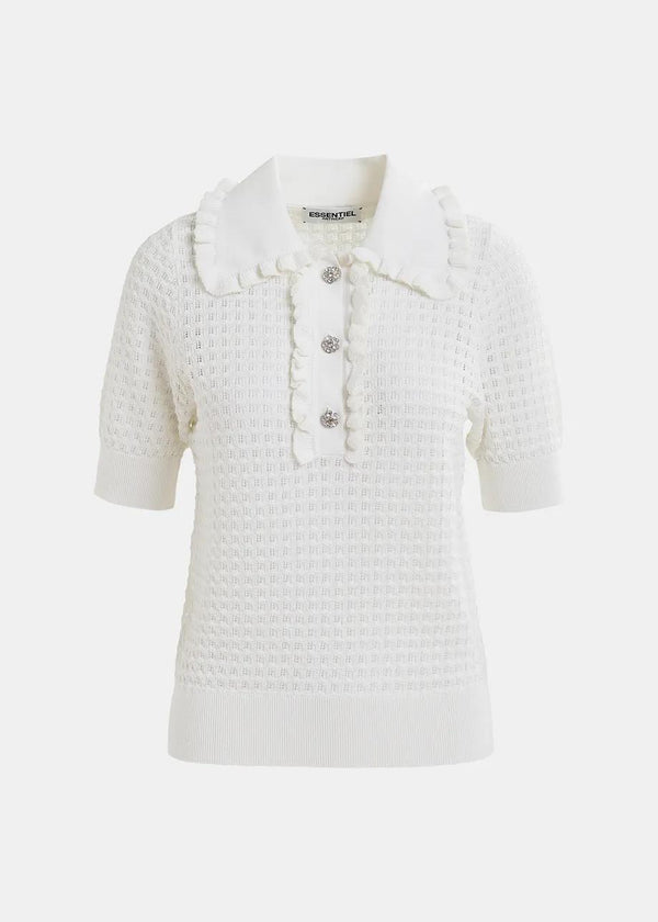 ESSENTIEL ANTWERP HEMIRATES CROCHET POLO TOP