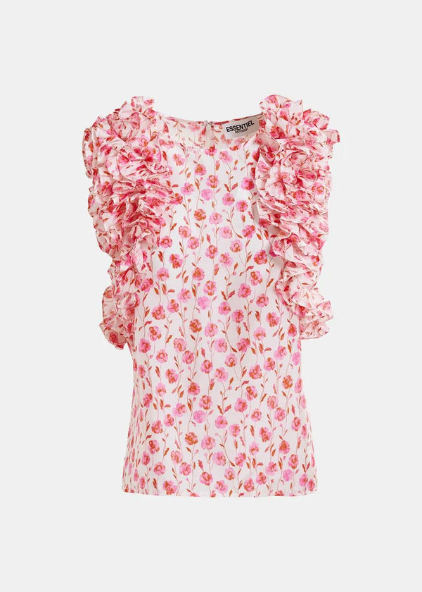ESSENTIEL ANTWERP HONOUR SILK RUFFLE TOP