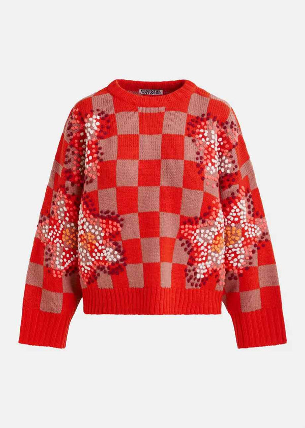 ESSENTIEL ANTWERP INTER CHECKERBOARD EMBROIDERED JUMPER