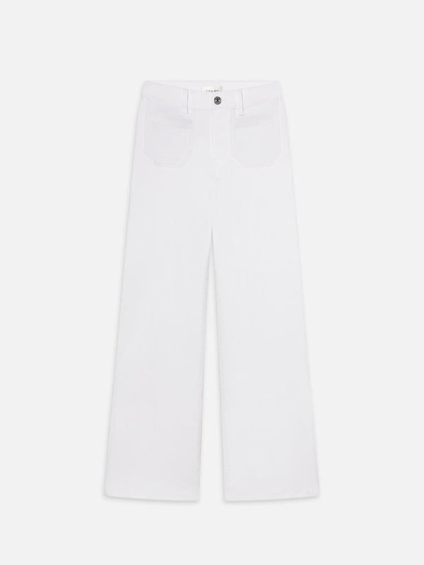FRAME LE SLIM PALAZZO MODERIST POCKET JEAN IN WHITE