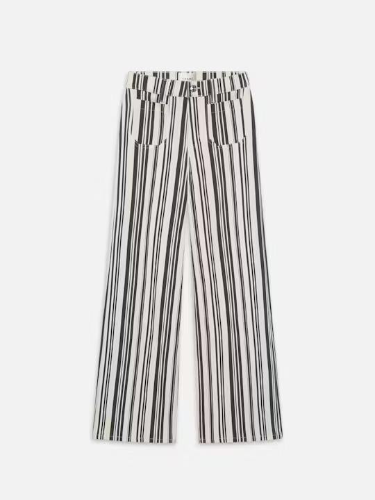 FRAME LE SLIM PALAZZO MODERNIST POCKET IN NAVY STRIPE