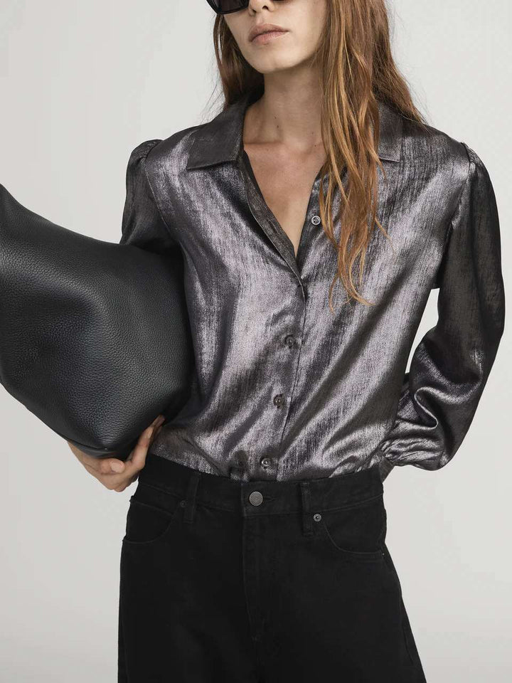FRAME THE SHINY STAPLE BLOUSE