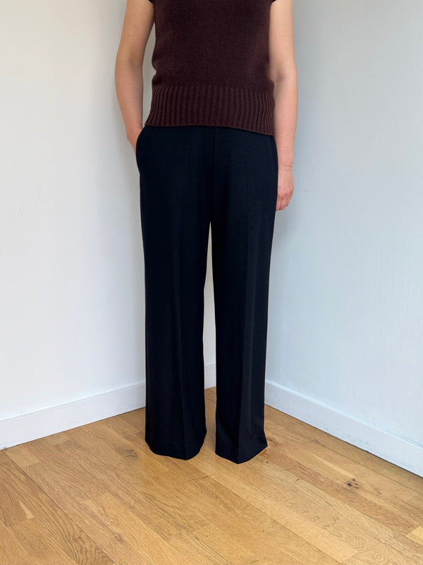 HARRIS WHARF FLARED SUPERFINE MERINO WOOL TROUSERS