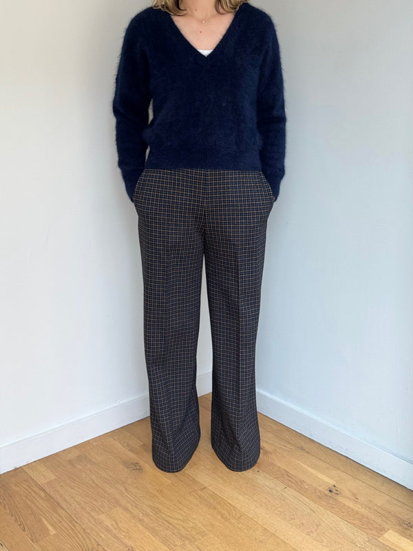 HARRIS WHARF FLARED TATTERSAL TROUSER