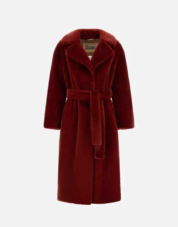 HERNO FAUX FUR TIE COAT