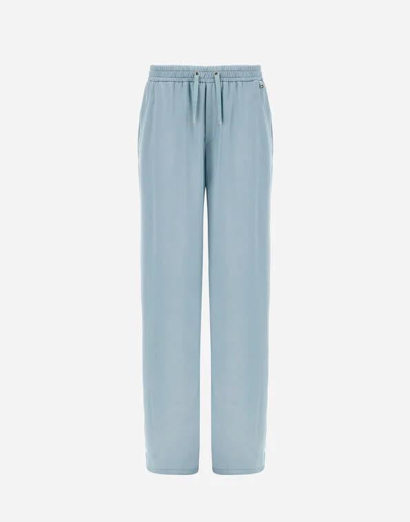 HERNO SATIN BLUE TROUSERS