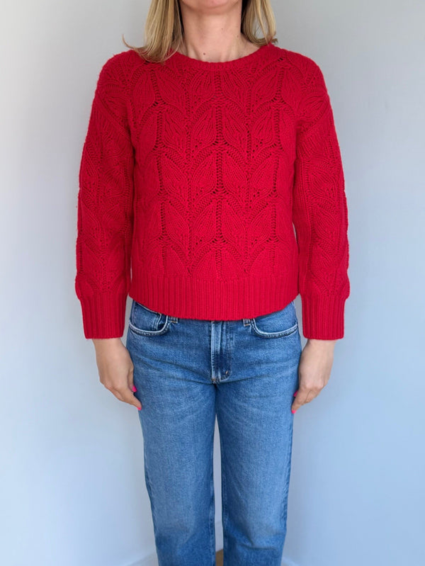 JUMPER 1234 LEAF CABLE KNIT CREW JUMPER