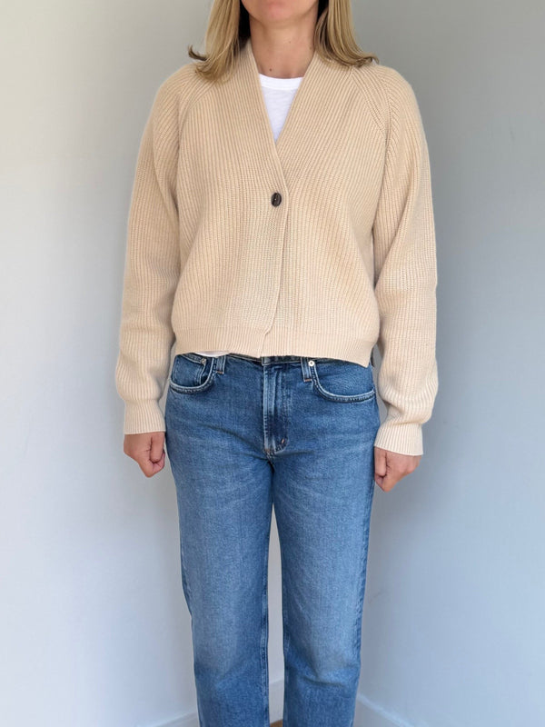 JUMPER 1234 RIB SINGLE BUTTON CARDIGAN