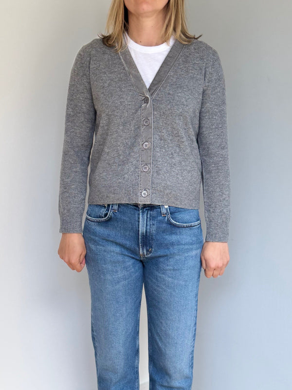 JUMPER 1234 VELVET TRIM CARDIGAN