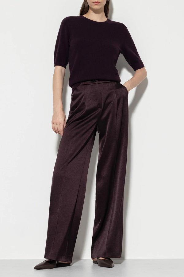 LUISA CERANO SATIN WIDE LEG TROUSERS