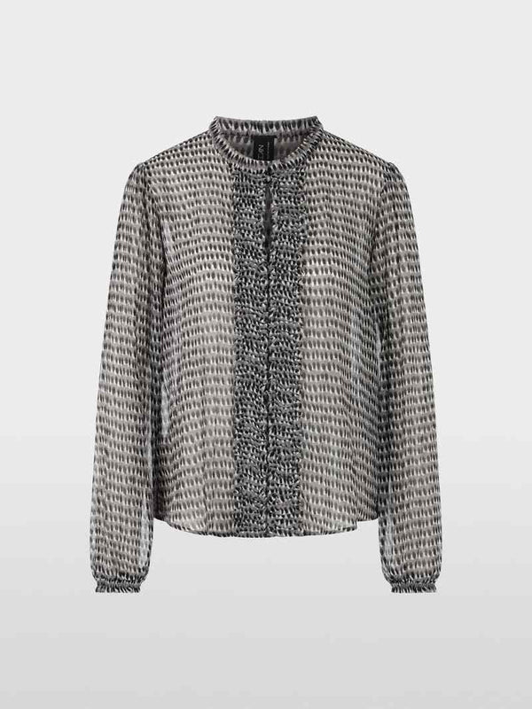 MARC CAIN SOFT CHARCOAL BLOUSE WITH RUFFLES