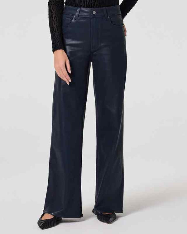 PAIGE DENIM ANESSA 31" COATED NAVY WIDE JEANS