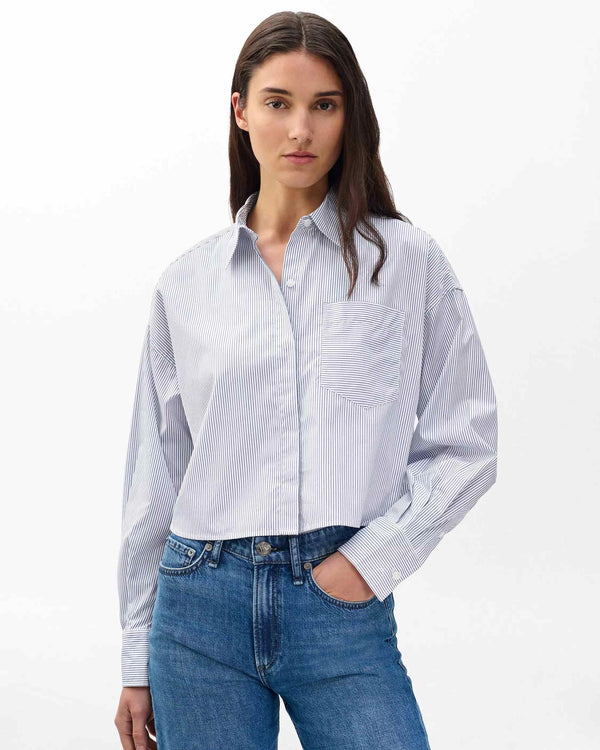 RAG & BONE MARIN CROPPED STRIPED SHIRT
