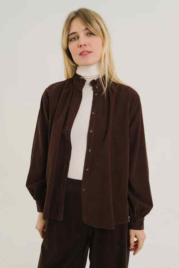 SACRE COEUR SOLINE CACAO REVERSIBLE CORD SHIRT