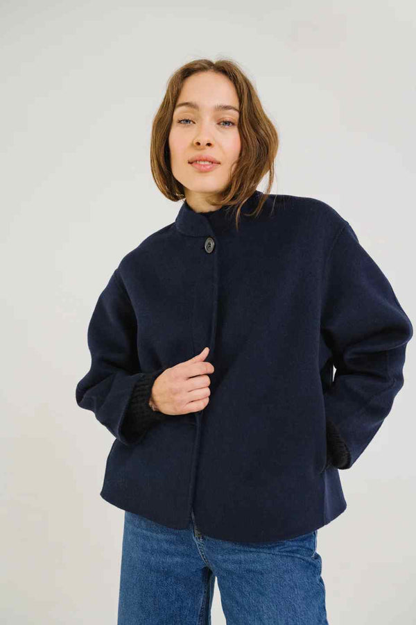 SACRE COEUR STELLA NAVY WOOL BLEND JACKET