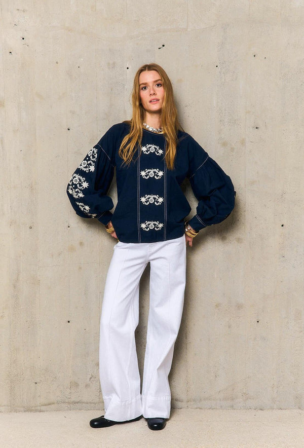 STELLA FOREST MARGUERITE NAVY BLOUSE