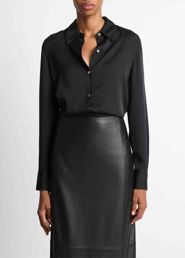 VINCE SLIM FIT SILK MIX  BLOUSE