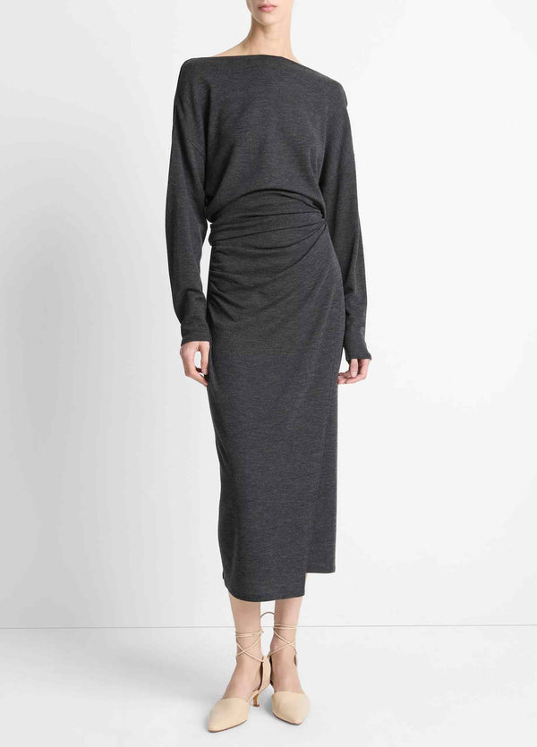VINCE DRAPED WAIST MIDI SKIRT