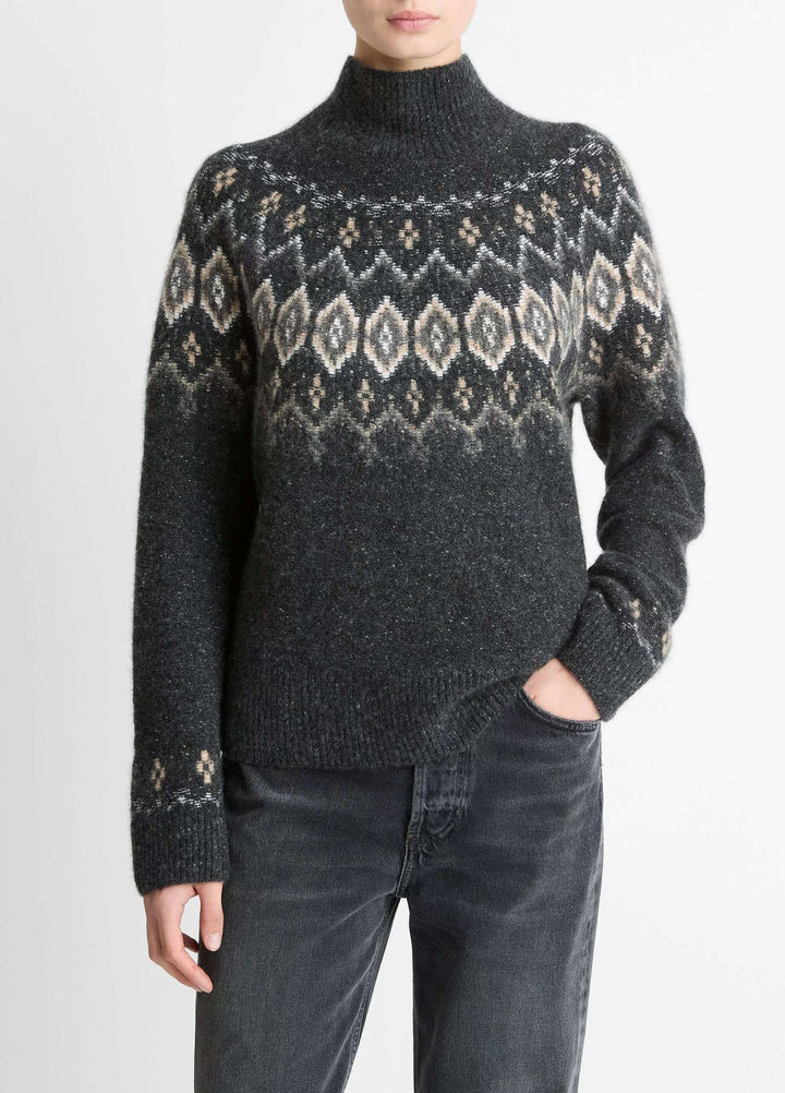 VINCE FAIRISLE DONEGAL TURTLENECK JUMPER