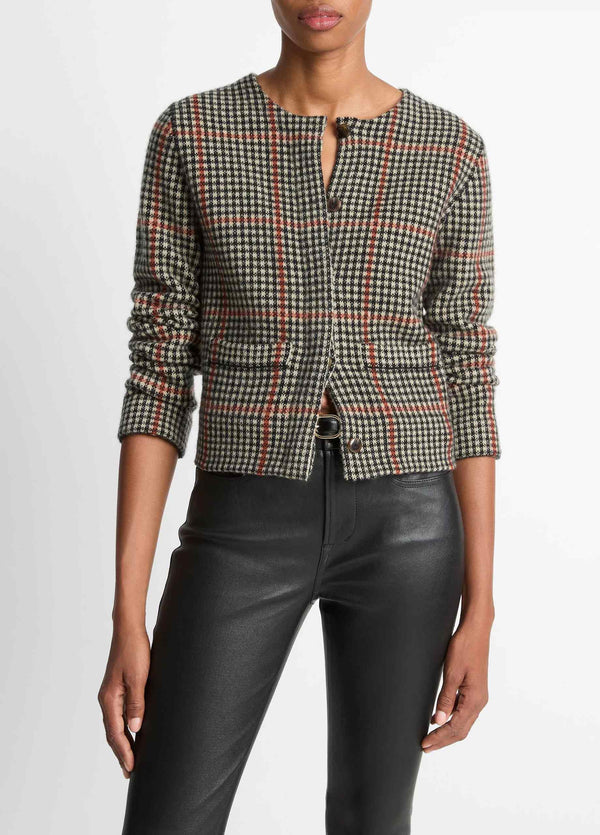 VINCE GLEN PLAID CARDIGAN JACKET