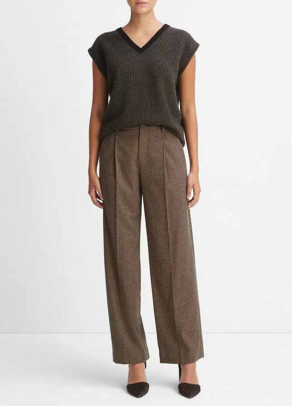 VINCE HOUNDSTOOTH PLEATED FRONT TROUSERS