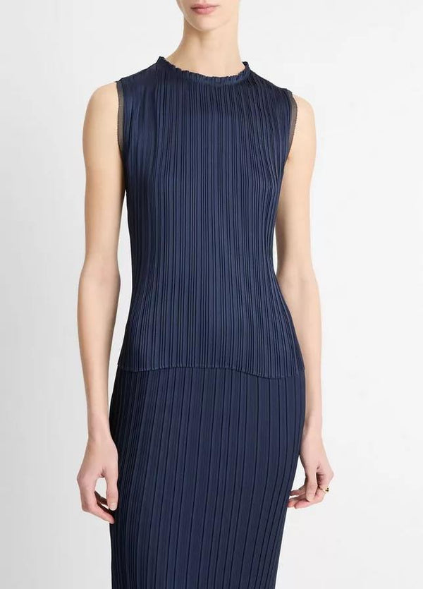 VINCE PLEATED SATIN TOP