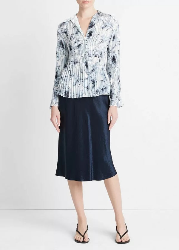 VINCE WASHED LILY PLEATED BLOUSE