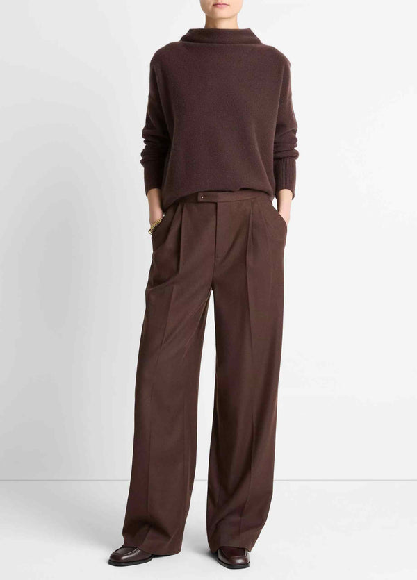 VINCE WOOL BLEND PLEATED WIDE TROUSERS