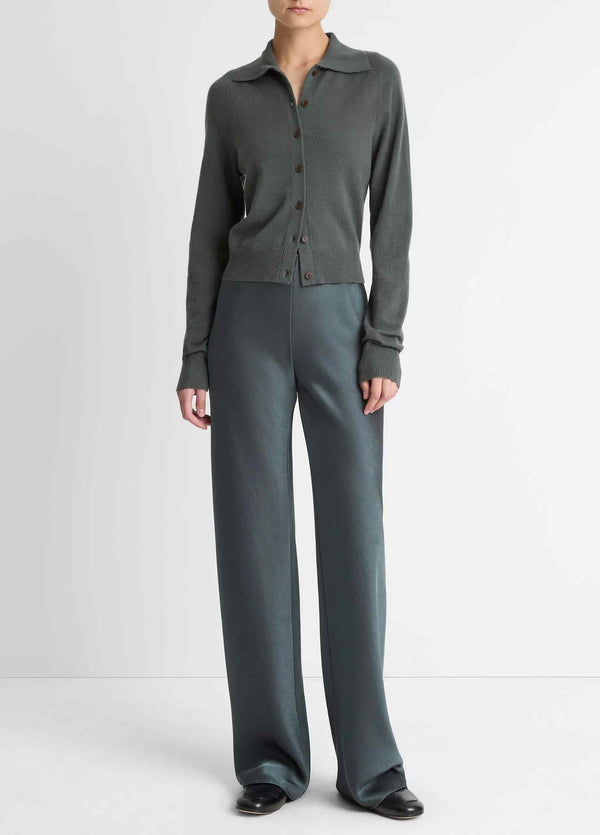 VINCE WOOL CASHMERE POLO CARDIGAN