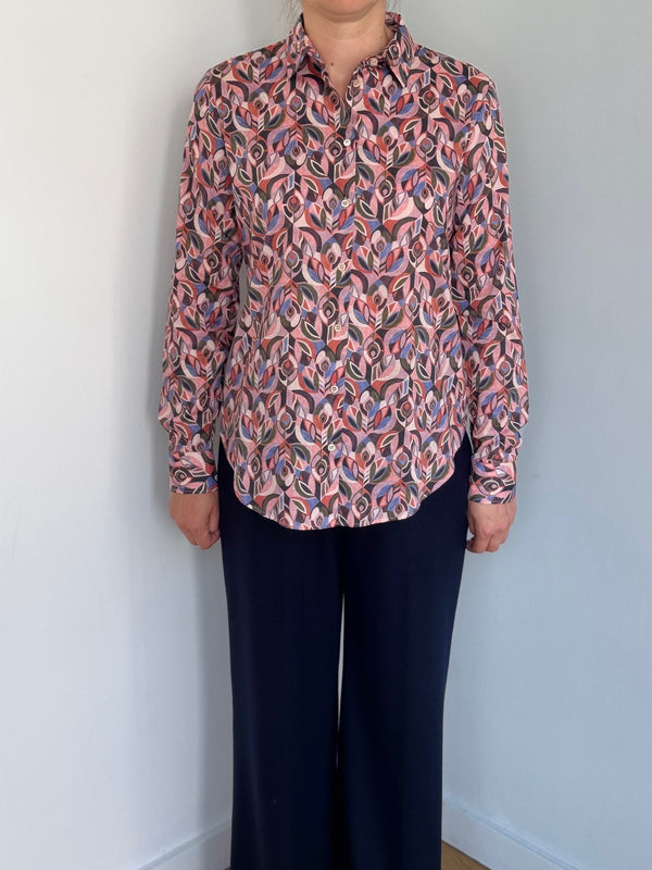 ZANETTI 1965 COTTON SHIRT WITH LEAF PRINT