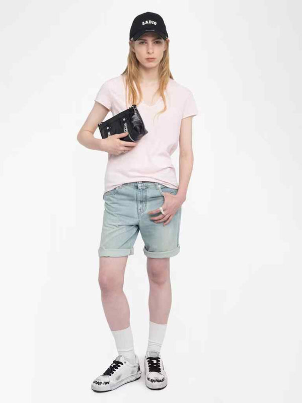 ZADIG & VOLTAIRE STORY PINK COTTON T-SHIRT