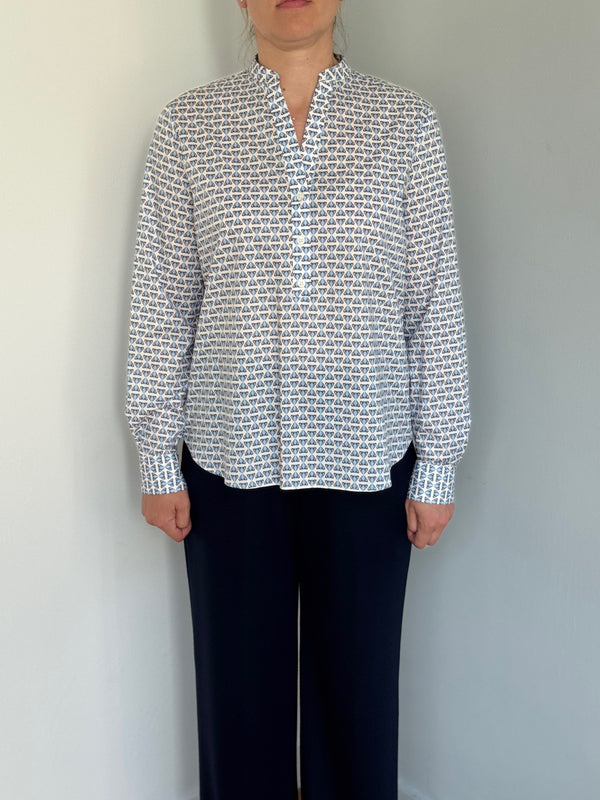 ZANETTI 1965 GEOMETRIC PATTERNED BLOUSE